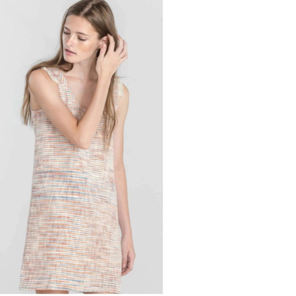 NWT Lilla P Cotton Woven Slub Shift Dress XS $188+
